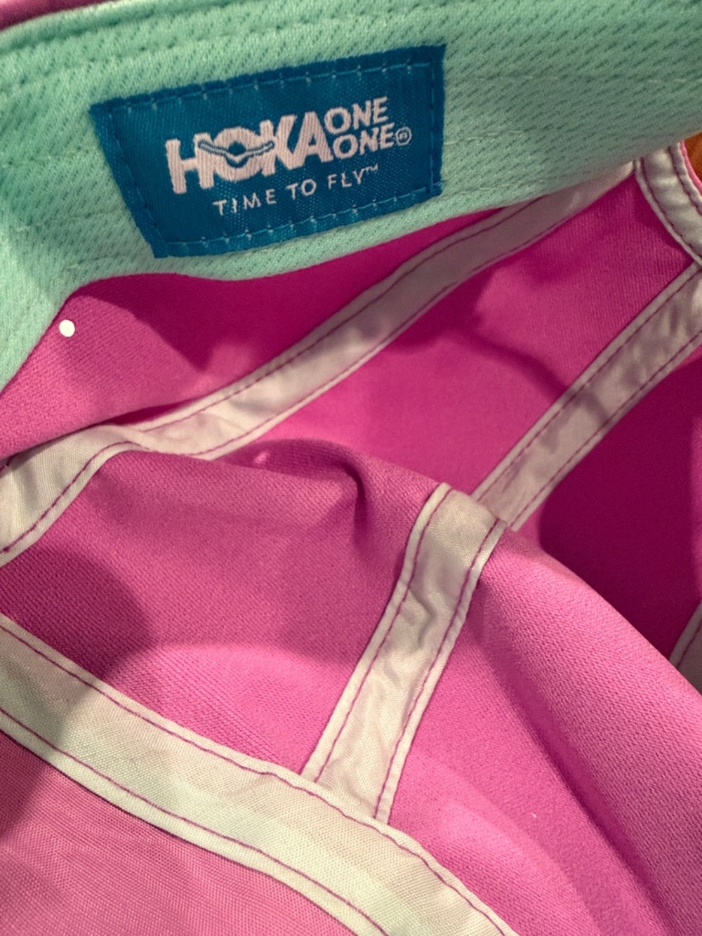 Hoka trail running Pink cap with Yellow Logo - Picture 3 of 5